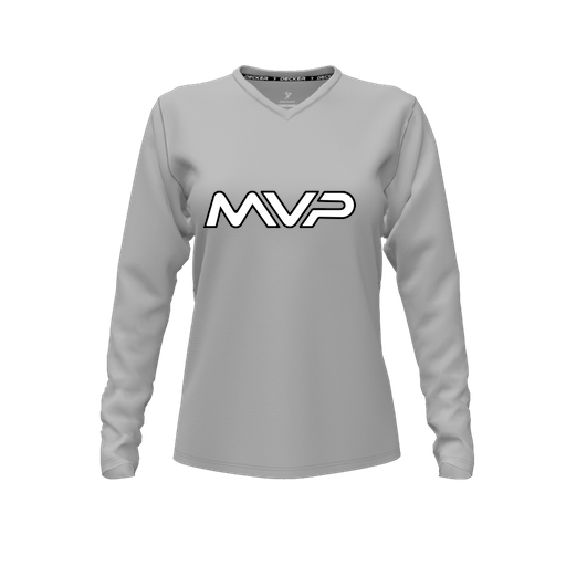 [FTLVCFGY-FYXS-LOGO3] Decker Comfort T-Shirt (Female Youth XS, Gray, V Neck, Logo 3, Long Sleeve)