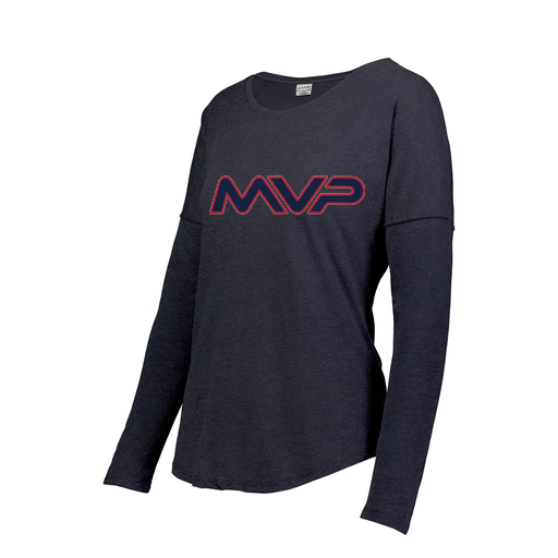 [FTLCUBNV-FAXS-LOGO2] Decker Women's Tri-Blend T-Shirt - Long Sleeve (Female Adult XS, Navy, Logo 2)